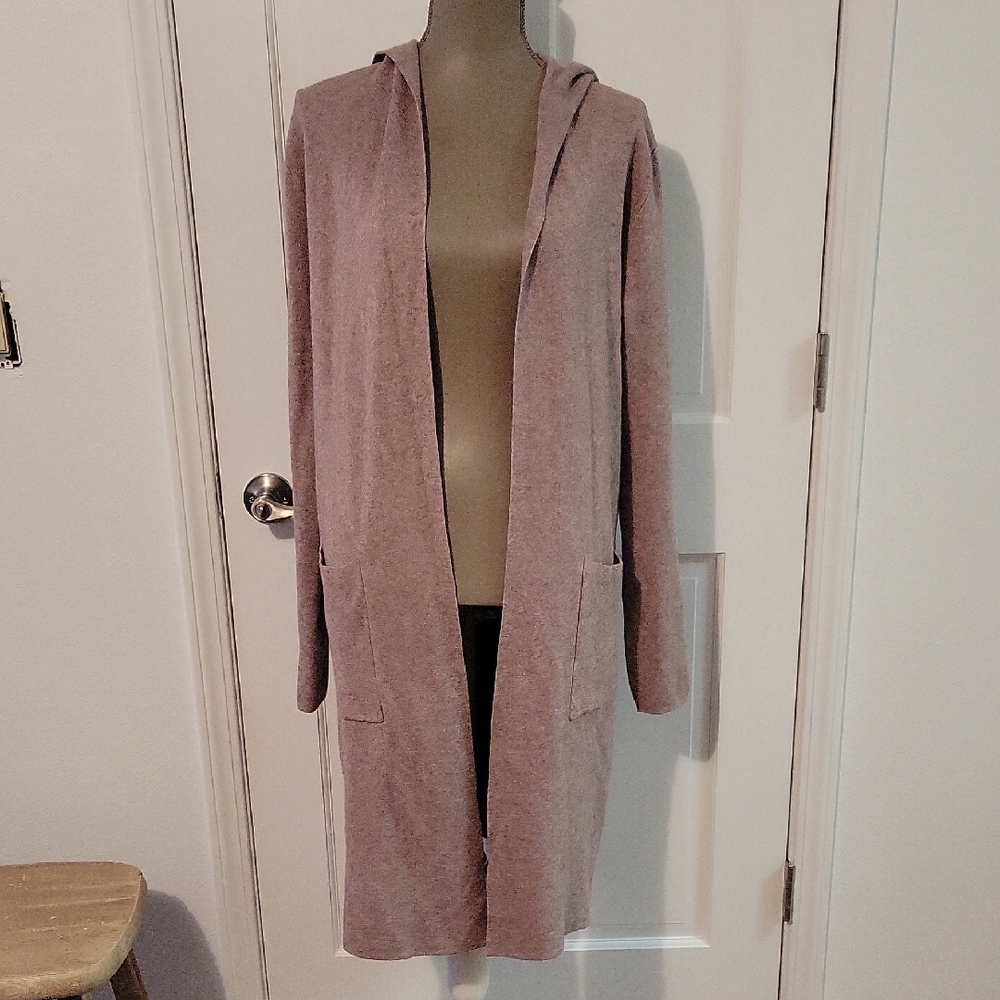 Pinch long knit cardigan with hood.
